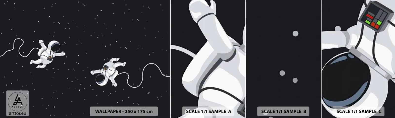 Muestra De Fotomural Standard Eco - Danza cósmica - Abstracción, Astronauta, Cosmos - 100x30 cm