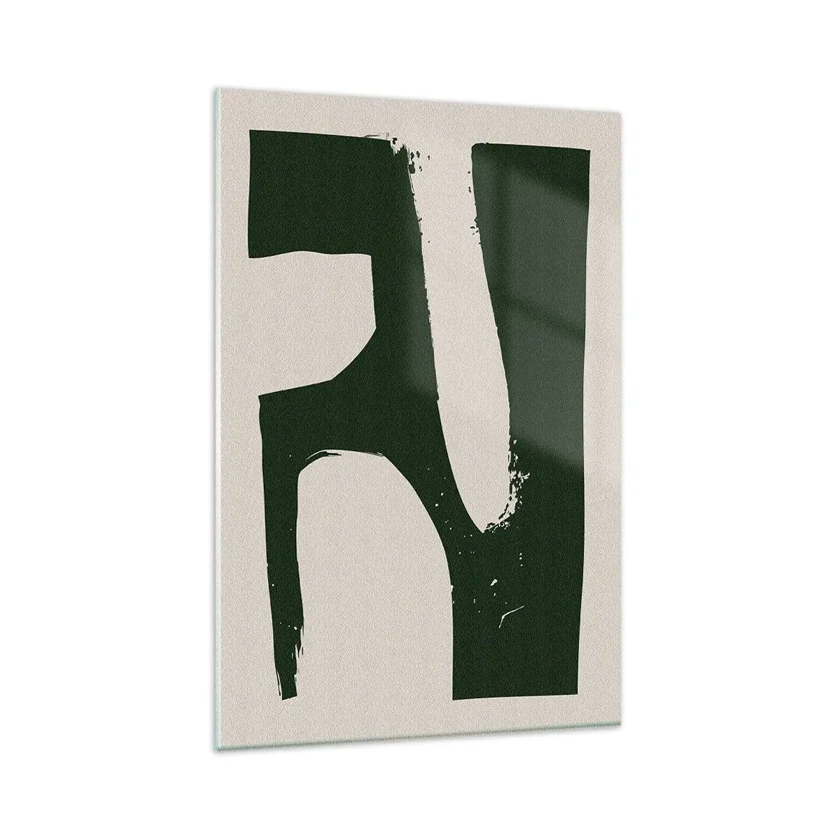 Cuadro sobre vidrio - Impresiones sobre Vidrio - Abstracto minimalista en verde sobre un fondo claro - 80x120cm - Bahías de blanco - Decoración de pared moderna para salón y dormitorio ARTTOR