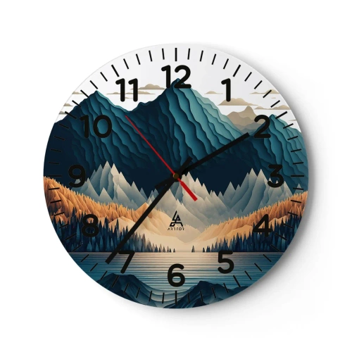 Reloj de pared - Reloj de vidrio - Paisaje perfecto de montañas - 40x40 cm