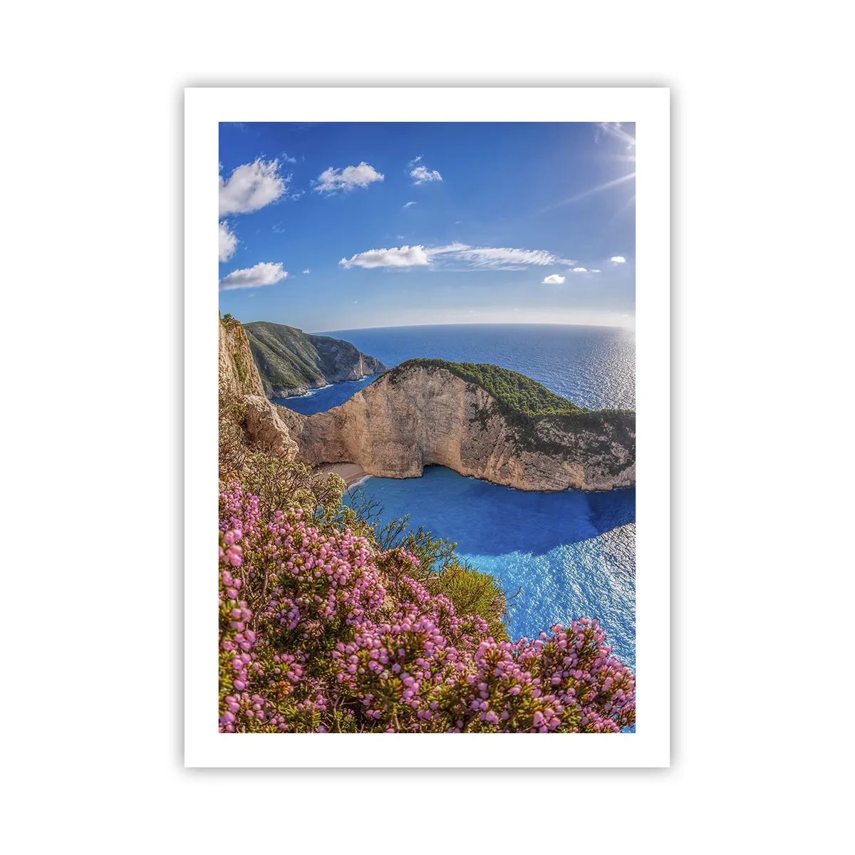 Póster - Bahía de Navagio en la isla de Zakynthos con acantilados y mar - 50x70cm - Mis grandes vacaciones en Grecia - Decoración de pared moderna para salón y dormitorio ARTTOR