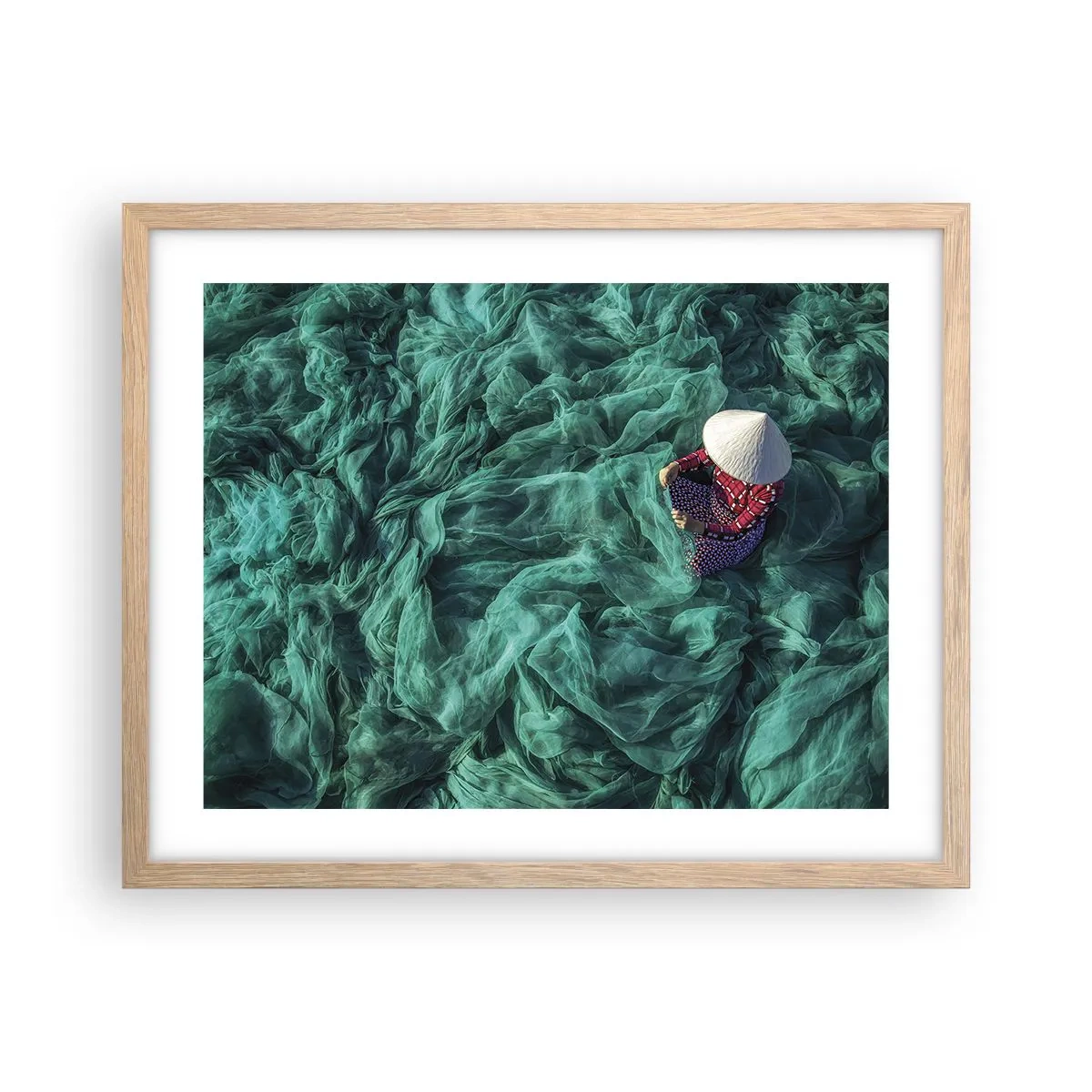 Póster en marco roble claro - En un mar de redes - 50x40 cm
