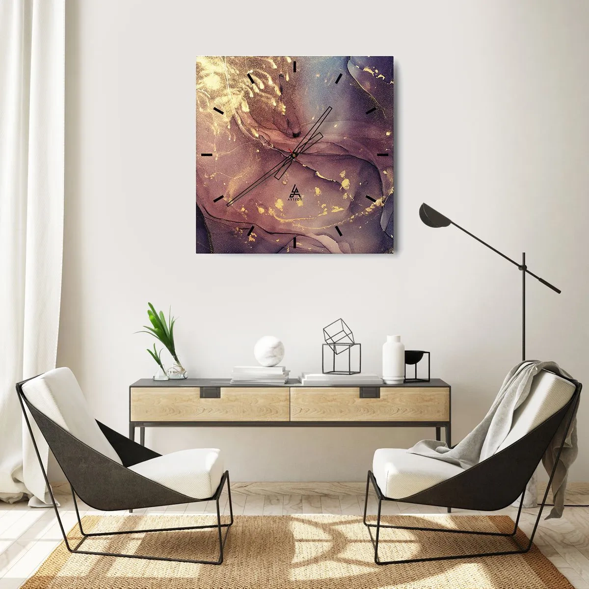 Reloj de pared - Reloj de vidrio - Materia y espíritu - 40x40 cm