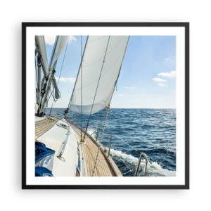 Póster en marco negro - Ahoy, a la aventura - 60x60 cm