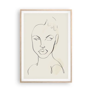 Póster en marco roble claro - Un esbozo de sensualidad - 70x100 cm