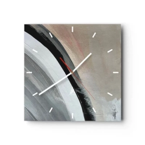 Reloj de pared - Reloj de vidrio - Composición: un arco negro y gris - 40x40 cm