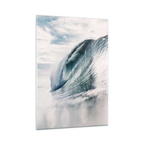 Cuadro sobre vidrio - Impresiones sobre Vidrio - Una poderosa ola del océano bajo los rayos del sol. - 50x70cm - La cima del océano - Decoración de pared moderna para salón y dormitorio ARTTOR