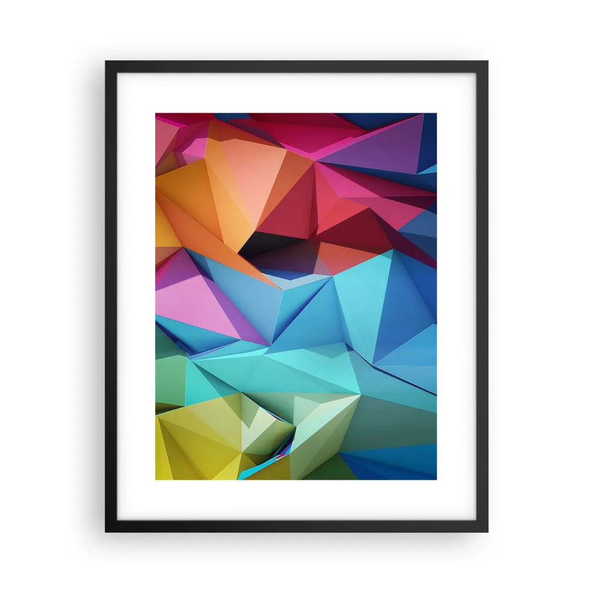 Póster en marco negro - Origami arco iris - 40x50 cm