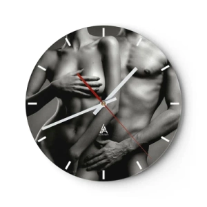 Reloj de pared - Reloj de vidrio - Adán y Eva - 40x40 cm