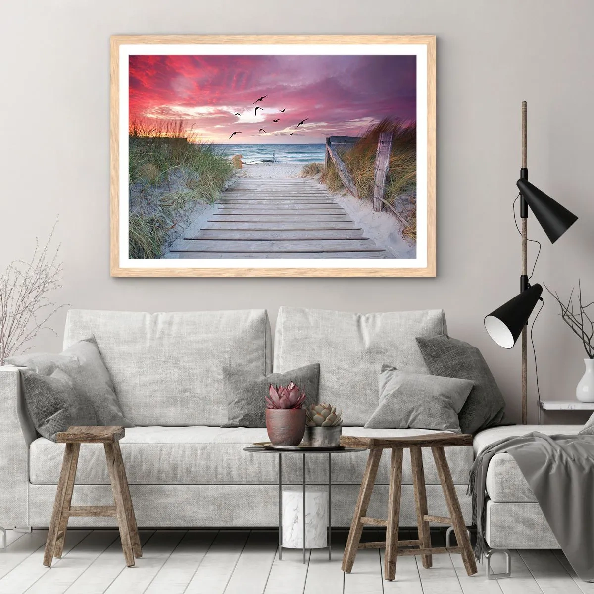 Póster en marco roble claro - Impresión del Báltico - 70x50 cm