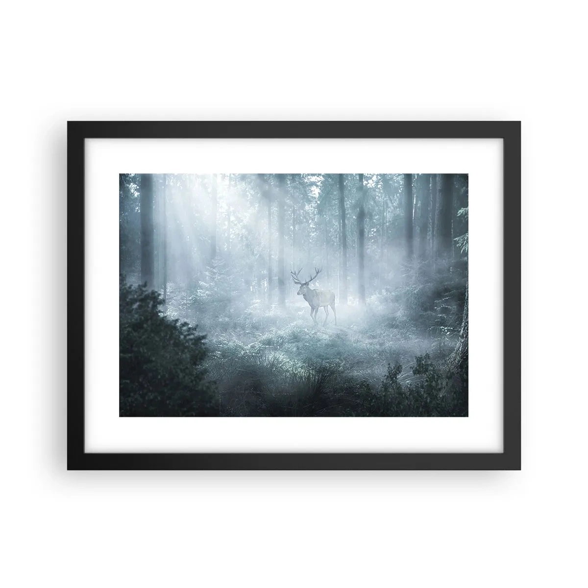 Póster en marco negro - Ronda matutina por la finca - 40x30 cm