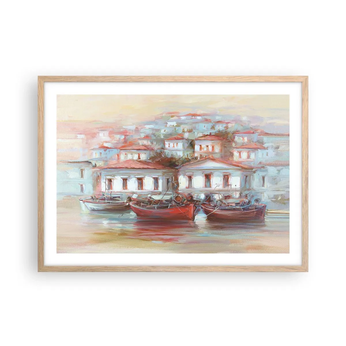 Póster en marco roble claro - Ciudad feliz - 70x50 cm