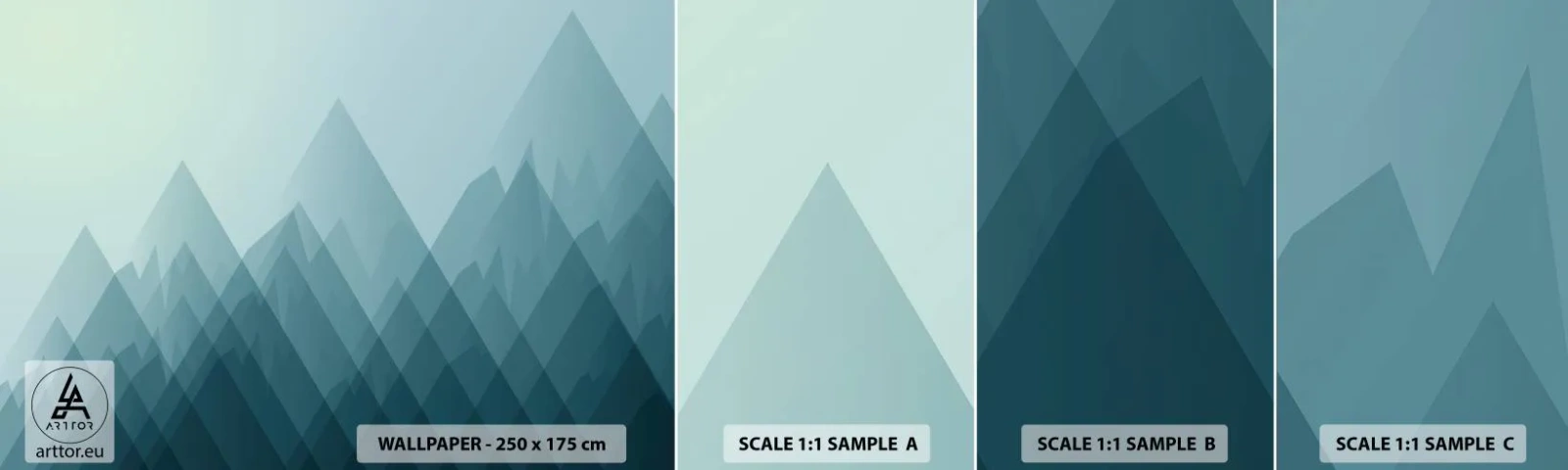 Muestra de fotomural autoadhesivo Deluxe Sticker - Grande, mayor, el mayor - Montañas, Abstracción, Pedazo - 100x30 cm