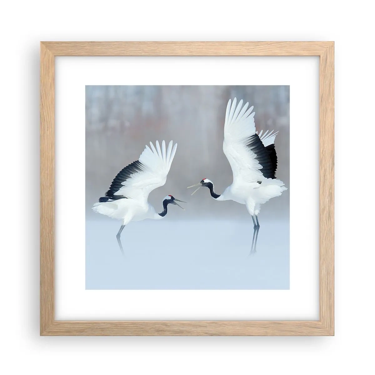 Póster en marco roble claro - Danza en la niebla - 30x30 cm