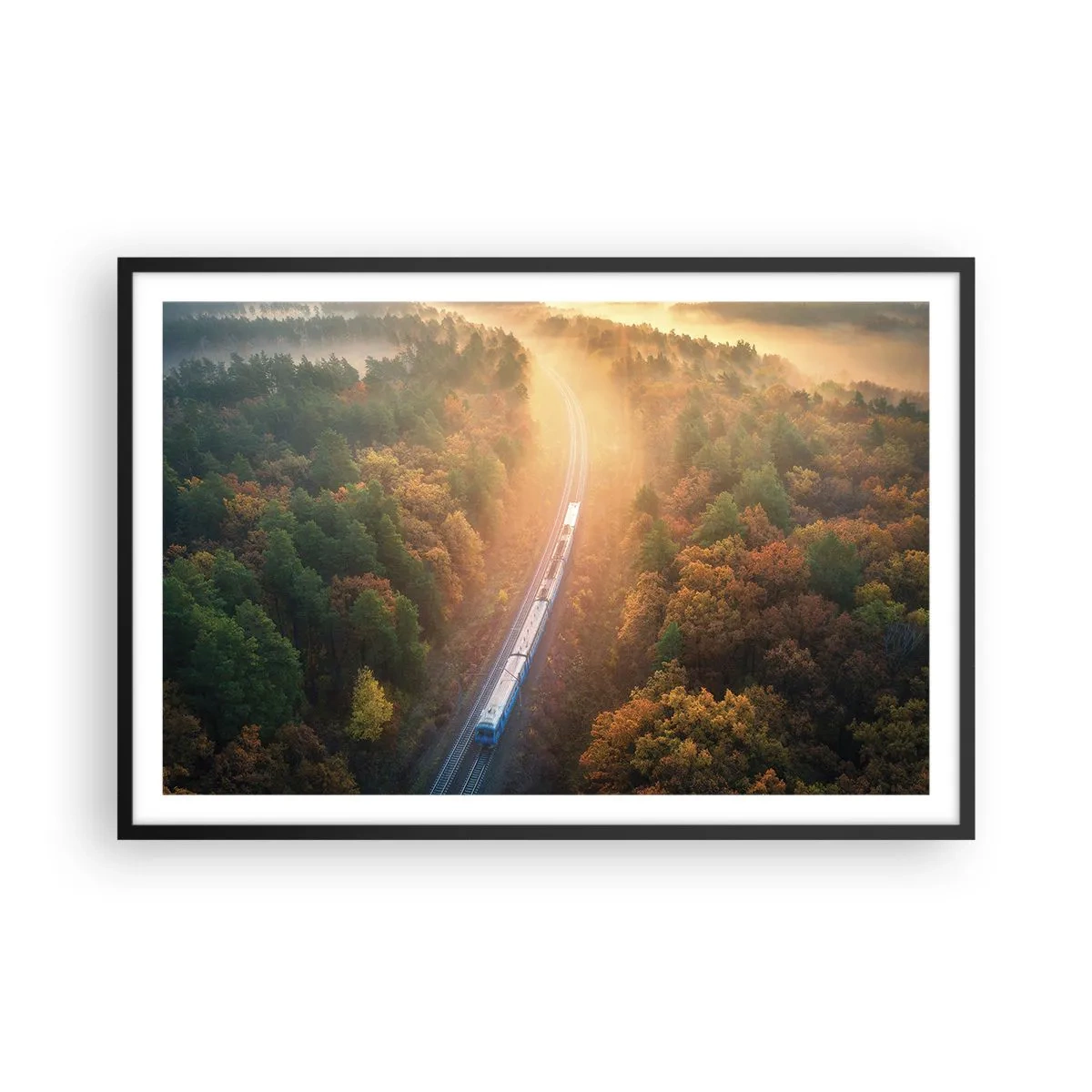 Póster en marco negro - Un viaje otoñal - 91x61 cm