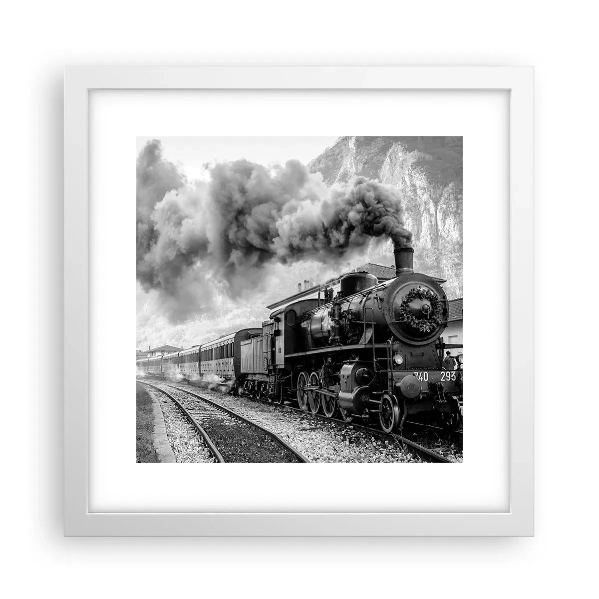 Póster en marco blanco - Rumbo a la estación... - 30x30 cm