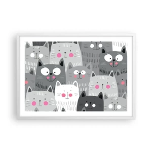 Póster en marco blanco - El mundo de los gatos - 70x50 cm