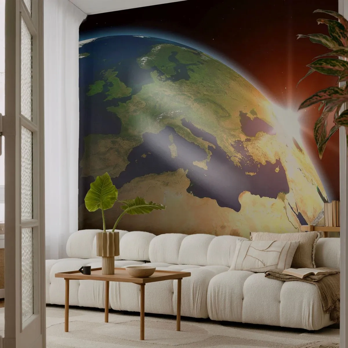 Fotomural Premium Canvas - Amanecer - Cosmos, Globo, Continentes - 250x175 cm