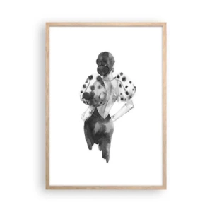 Póster en marco roble claro - Pasa justo por aquí - 50x70 cm