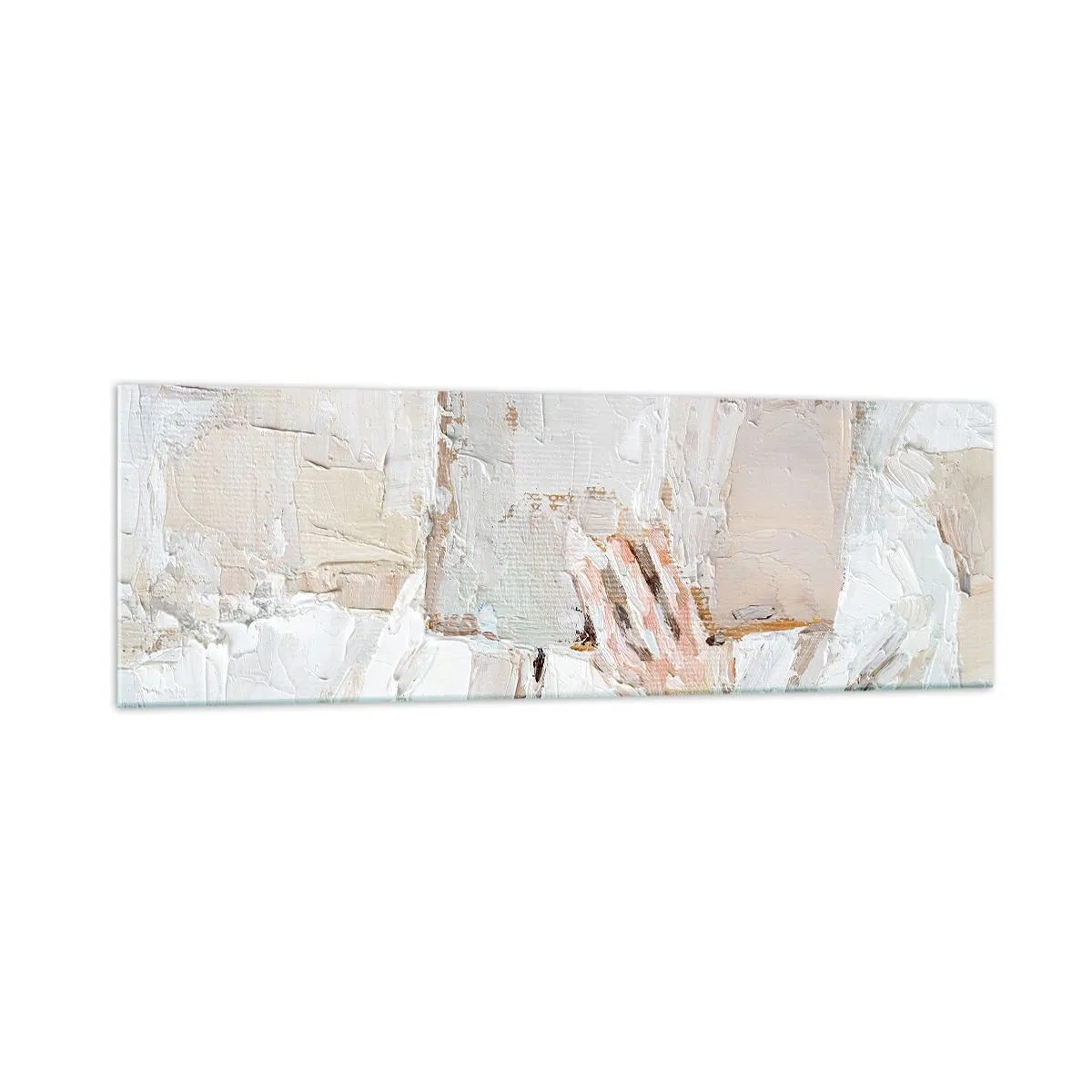 Cuadro sobre vidrio - Impresiones sobre Vidrio - Una pintura impresionista de una mano sosteniendo un libro abierto. - 160x50cm - En otro mundo - Decoración de pared moderna para salón y dormitorio ARTTOR