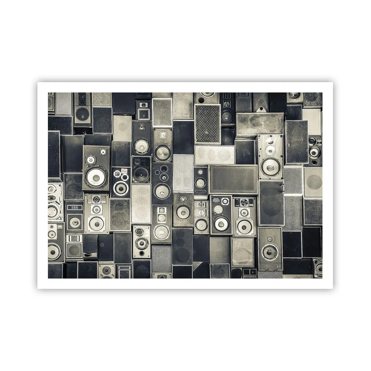 Póster - Colección de altavoces de estilo retro - 100x70cm - Y todo fluye - Decoración de pared moderna para salón y dormitorio ARTTOR