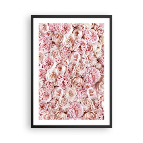 Póster en marco negro - Un arreglo romántico de flores rosas en primer plano. - 50x70cm - Salpicado de rosas - Decoración de pared moderna para salón y dormitorio ARTTOR