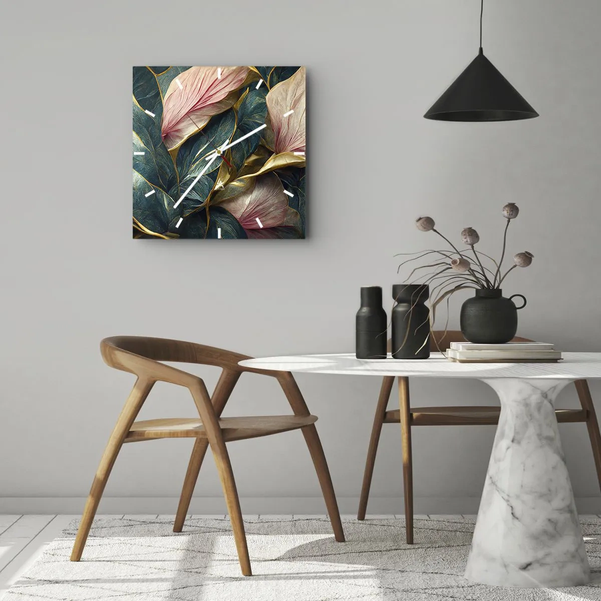 Reloj de pared - Reloj de vidrio - Elegancia y estilo naturales - 30x30 cm