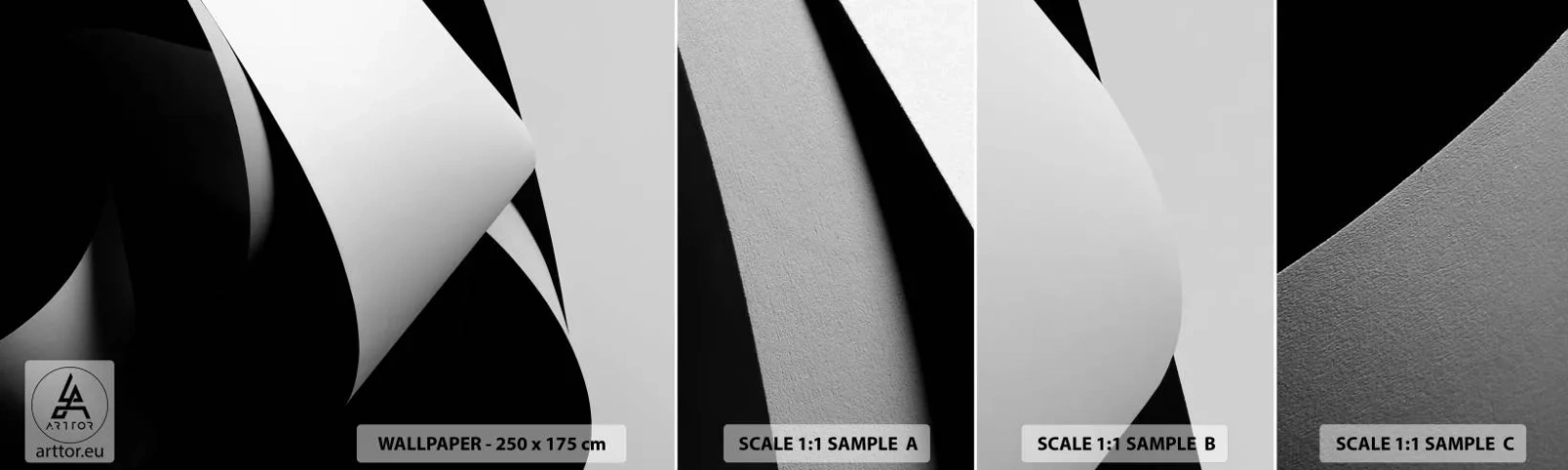 Muestra de fotomural autoadhesivo Deluxe Sticker - Planos de luz desde las profundidades de la sombra - 3D, Sometido, formas - 100x30 cm