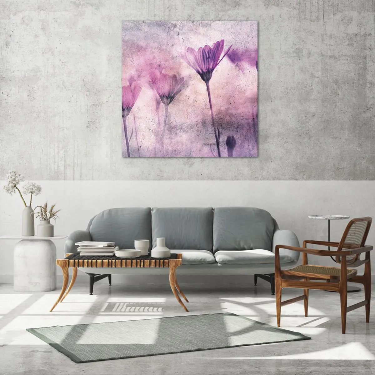 Cuadro sobre vidrio - Impresiones sobre Vidrio - Sueño de flores - 60x60 cm