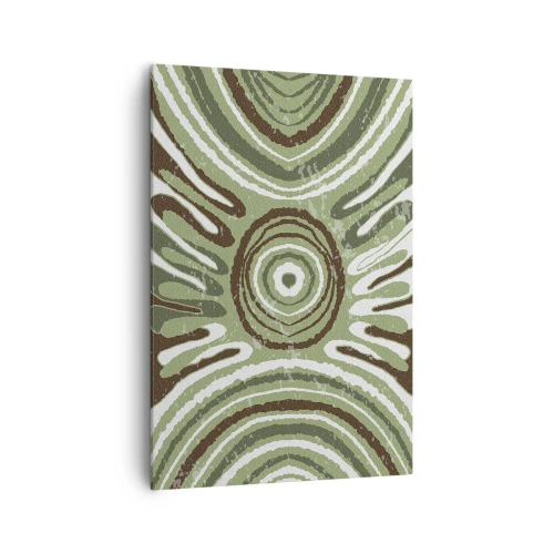 Cuadro sobre lienzo - Impresión de Imagen - Patrones abstractos en tonos verdes y marrones. - 70x100cm - Explosión de emociones - Decoración de pared moderna para salón y dormitorio ARTTOR