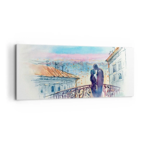 Cuadro sobre lienzo - Impresión de Imagen - Los amantes de París - 100x40 cm