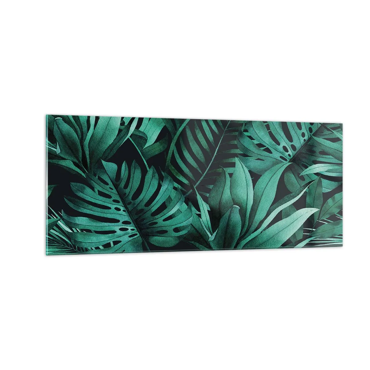 Cuadro sobre vidrio - Impresiones sobre Vidrio - Profundidad del verde tropical - 100x40 cm