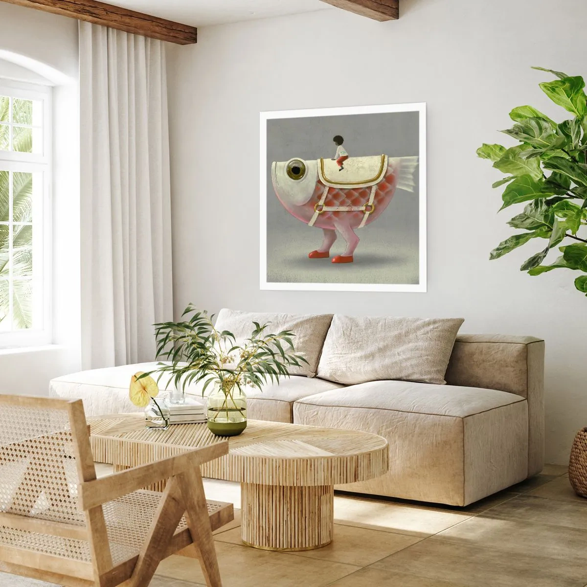 Póster - Jinete del pescado - 40x40 cm