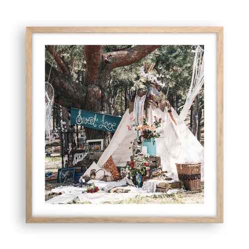 Póster en marco roble claro - Amor exótico - 50x50 cm