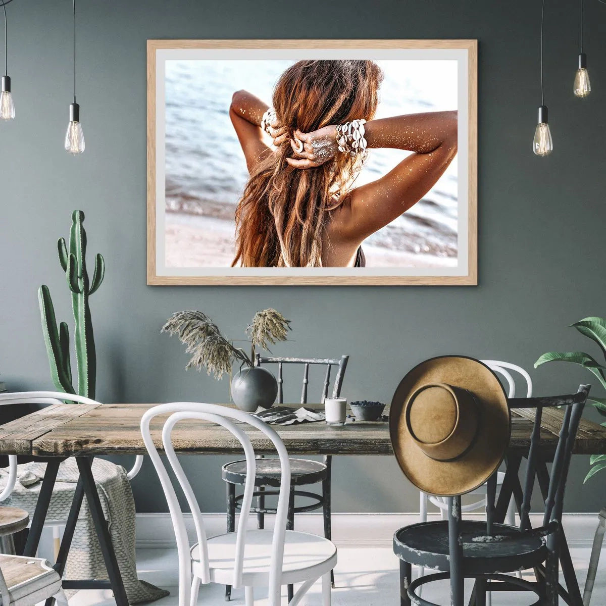 Póster en marco roble claro - Hermanada con el agua y el sol - 91x61 cm