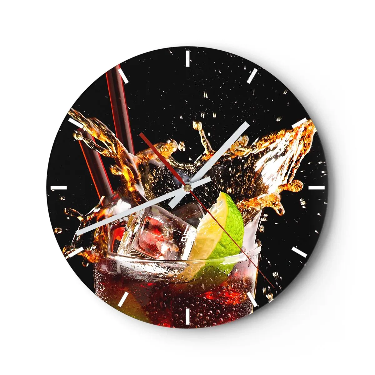 Reloj de pared - Reloj de vidrio - Alegría y energía colorida - 40x40 cm