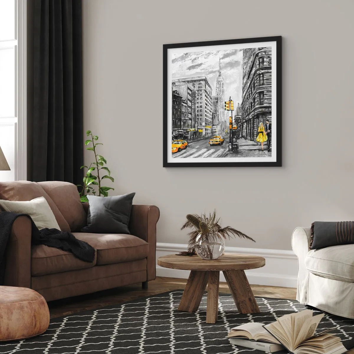 Póster en marco negro - Una de las muchas historias de la gran manzana - 60x60 cm