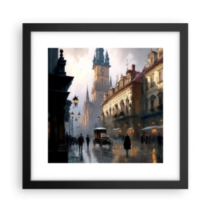 Póster en marco negro - La magia de una noche de Praga - 30x30 cm