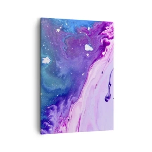 Cuadro sobre lienzo - Impresión de Imagen - Abstracción en colores púrpura y turquesa inspirada en contrastes - 50x70cm - Yin y yang - Decoración de pared moderna para salón y dormitorio ARTTOR