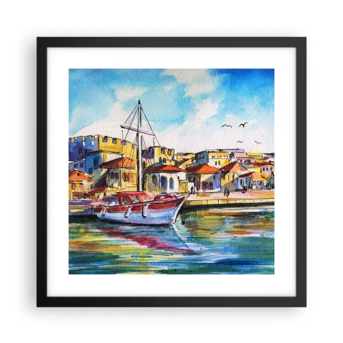 Póster en marco negro - Tarde de arco iris - 40x40 cm