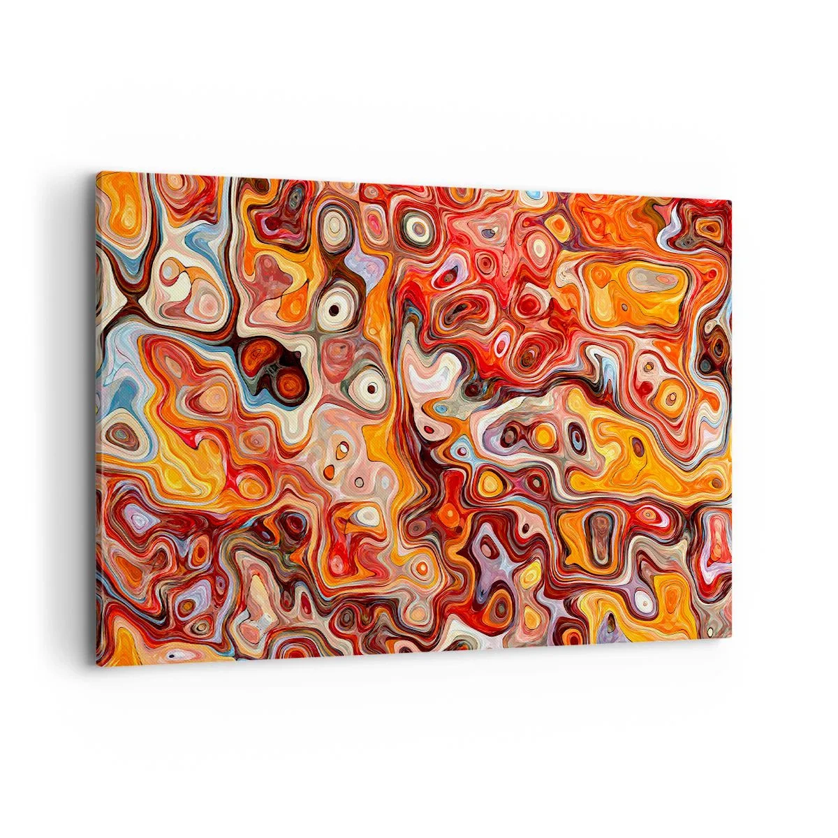 Cuadro sobre lienzo - Impresión de Imagen - Una composición abstracta en tonos cálidos de rojo, naranja y amarillo. - 100x70cm - Si las nueces se derritieran en la miel - Decoración de pared moderna para salón y dormitorio ARTTOR