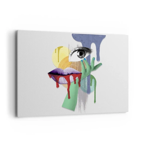 Cuadro sobre lienzo - Impresión de Imagen - Retrato deconstruido con elementos abstractos - 120x80cm - Un retrato deconstruido - Decoración de pared moderna para salón y dormitorio ARTTOR