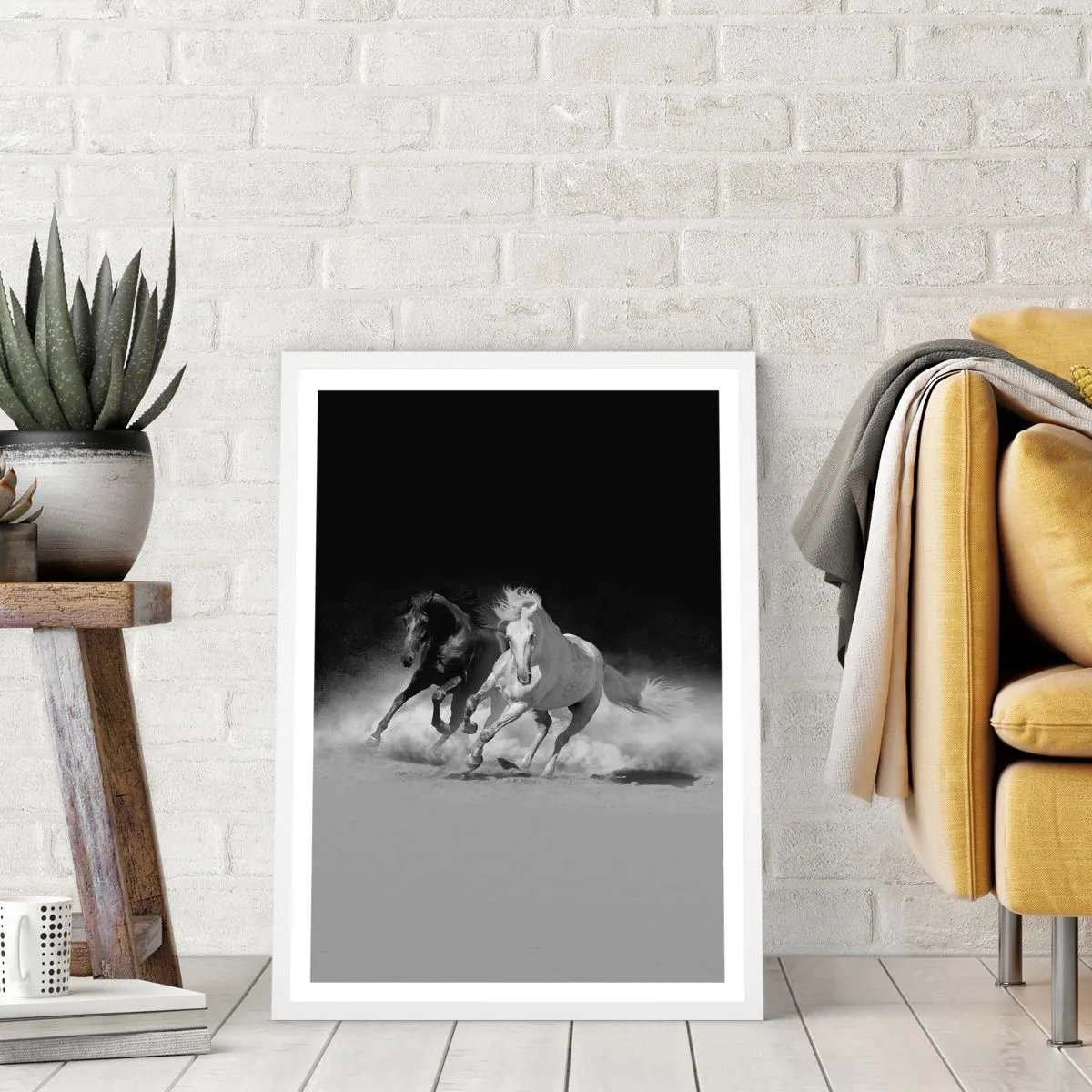 Póster en marco blanco - El galope de la libertad - 40x50 cm
