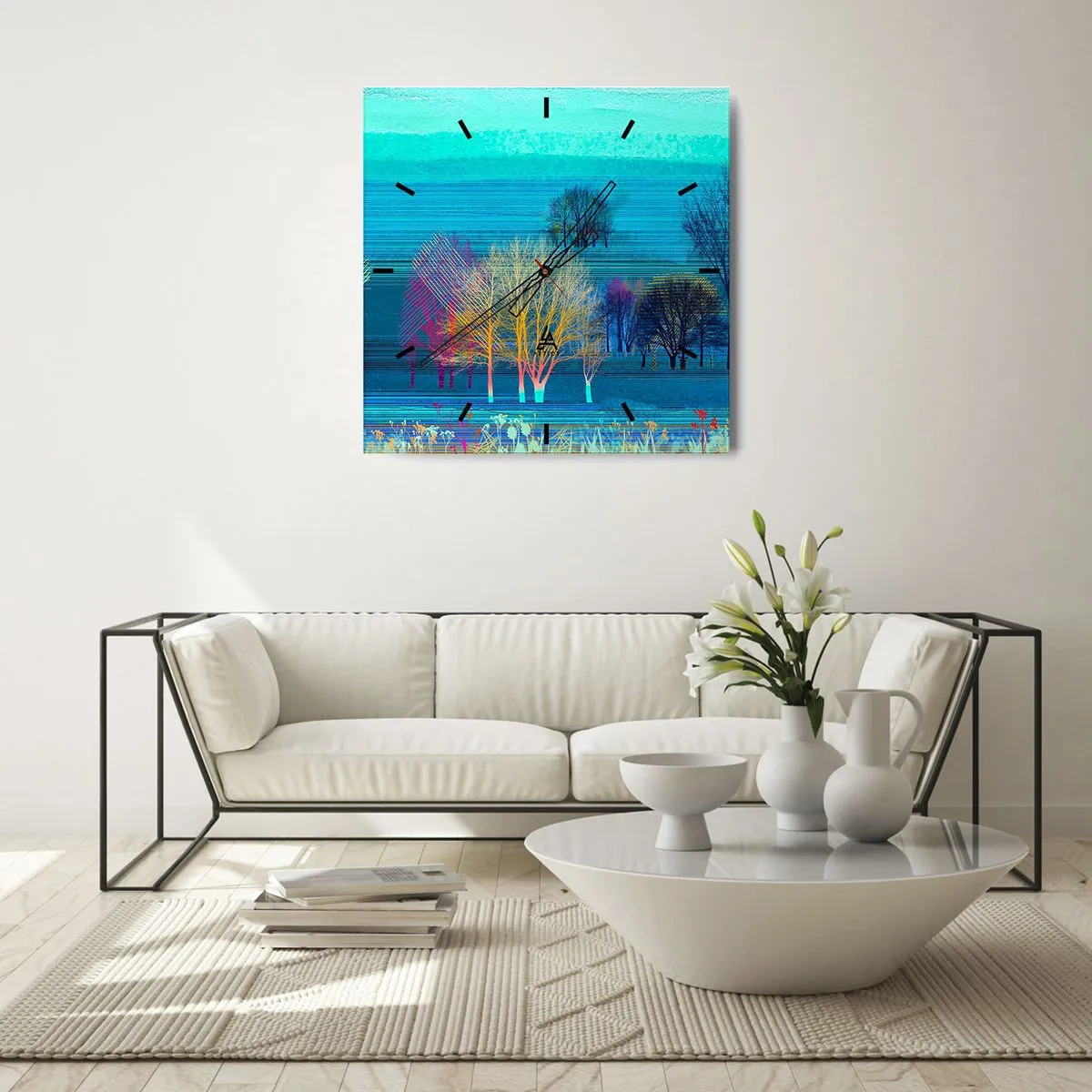 Reloj de pared - Reloj de vidrio - Un paisaje armónico - 30x30 cm