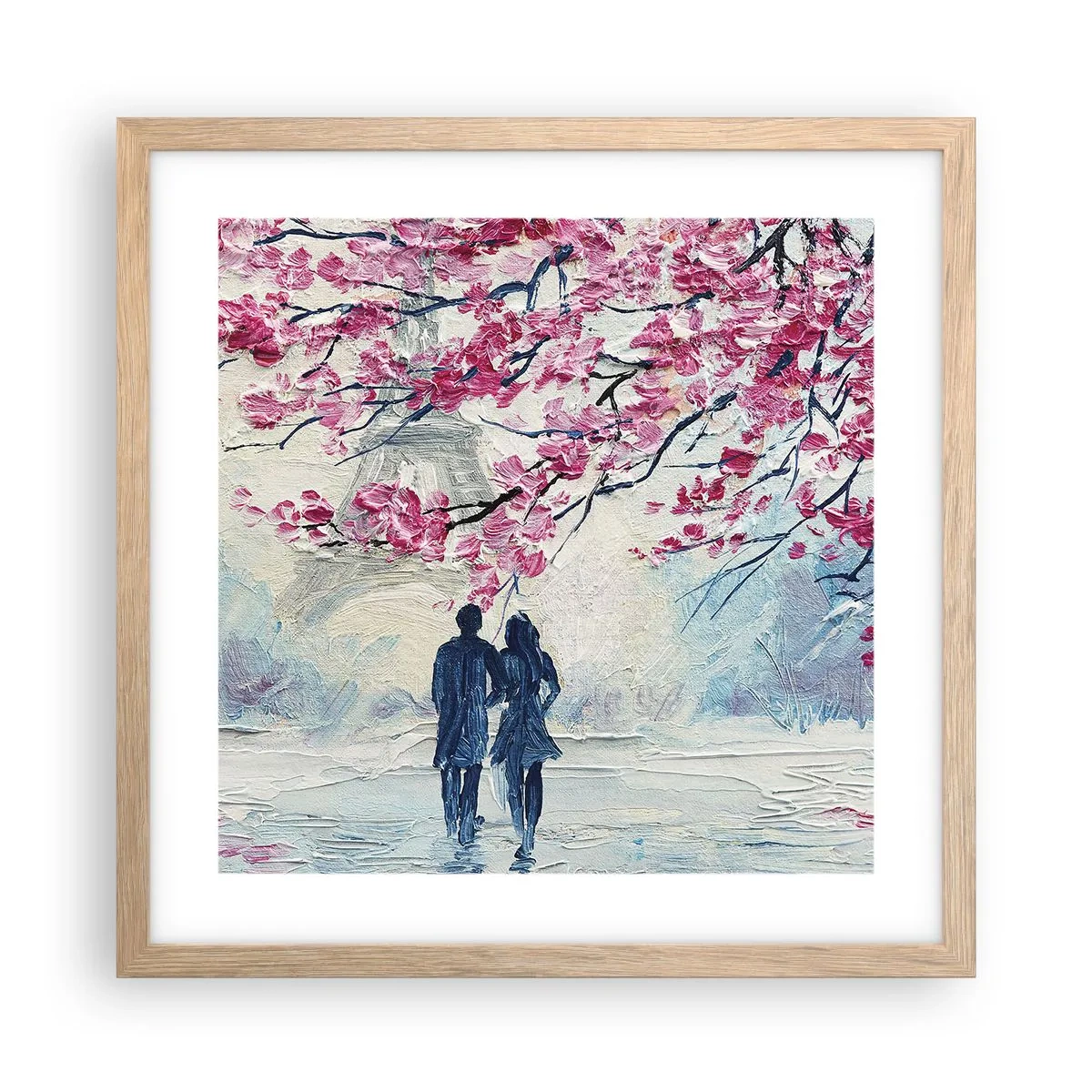 Póster en marco roble claro - Un paseo romántico - 40x40 cm