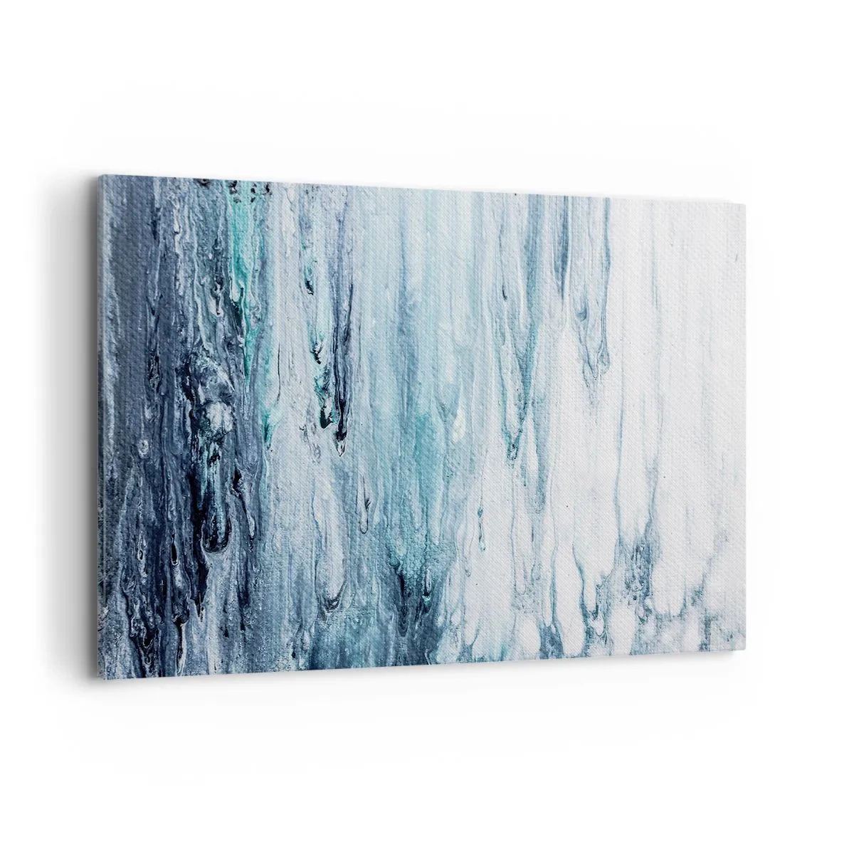 Cuadro sobre lienzo - Impresión de Imagen - Rayas abstractas azules y blancas que se asemejan a carámbanos - 120x80cm - Carámbanos de azul - Decoración de pared moderna para salón y dormitorio ARTTOR