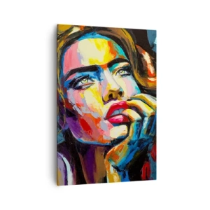 Cuadro sobre lienzo - Impresión de Imagen - Retrato colorido de una mujer en estilo expresionista. - 70x100cm - Sueños - Decoración de pared moderna para salón y dormitorio ARTTOR