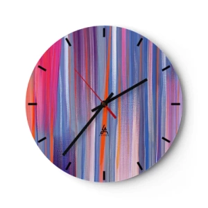 Reloj de pared - Reloj de vidrio - Pinceladas verticales multicolores en estilo abstracto - 30x30cm - Ascensión - Decoración de pared moderna para salón, cocina y dormitorio ARTTOR