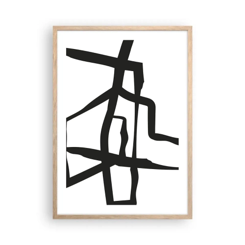 Póster en marco roble claro - Construcción en blanco y negro - 50x70 cm