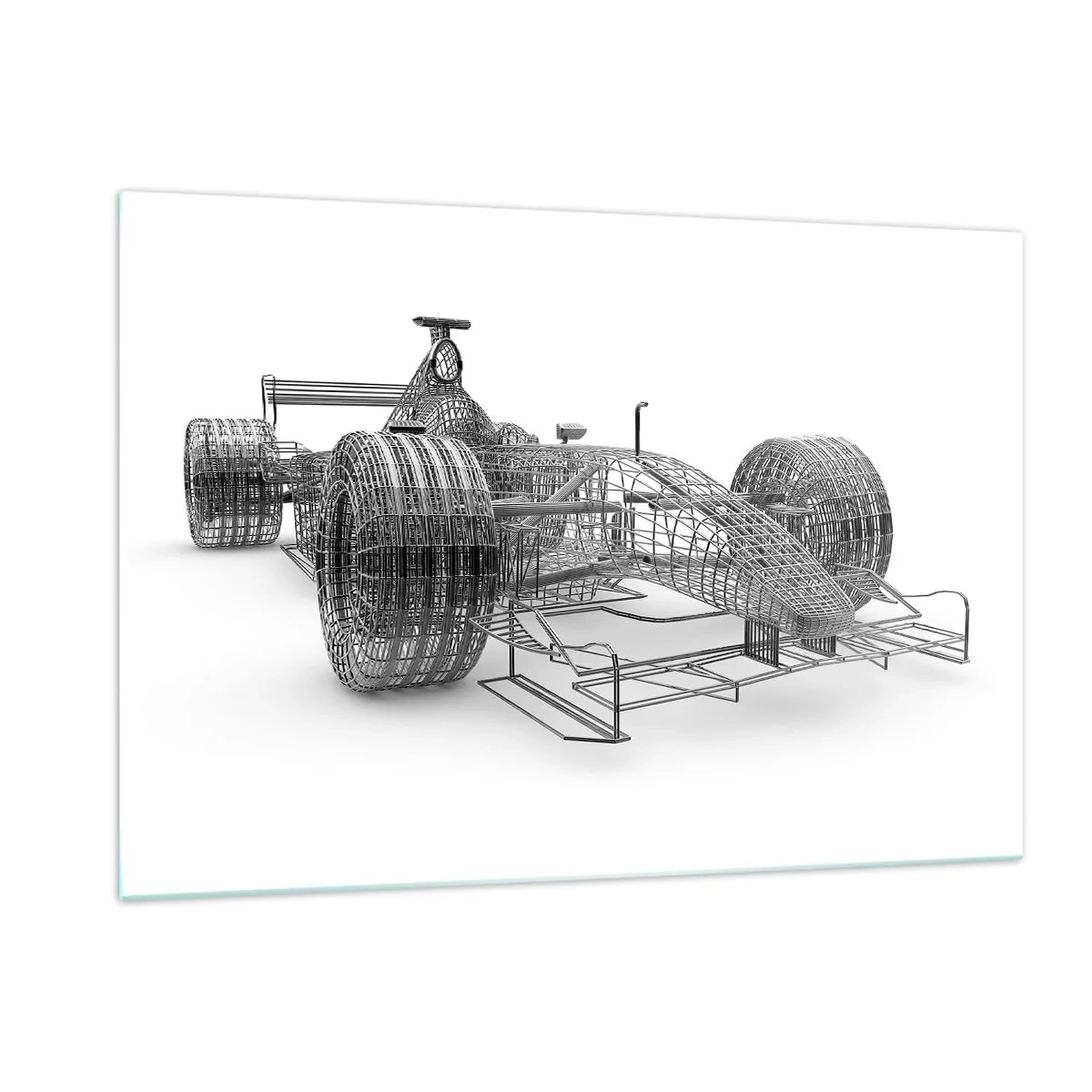 Cuadro sobre vidrio - Impresiones sobre Vidrio - Dibujo técnico en estilo 3D de un coche de carreras - 120x80cm - Construcción perfecta - el impulso - Decoración de pared moderna para salón y dormitorio ARTTOR