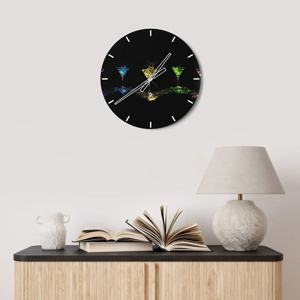 Reloj de pared - Reloj de vidrio - Los colores de la alegría en una copa de cristal - 40x40 cm